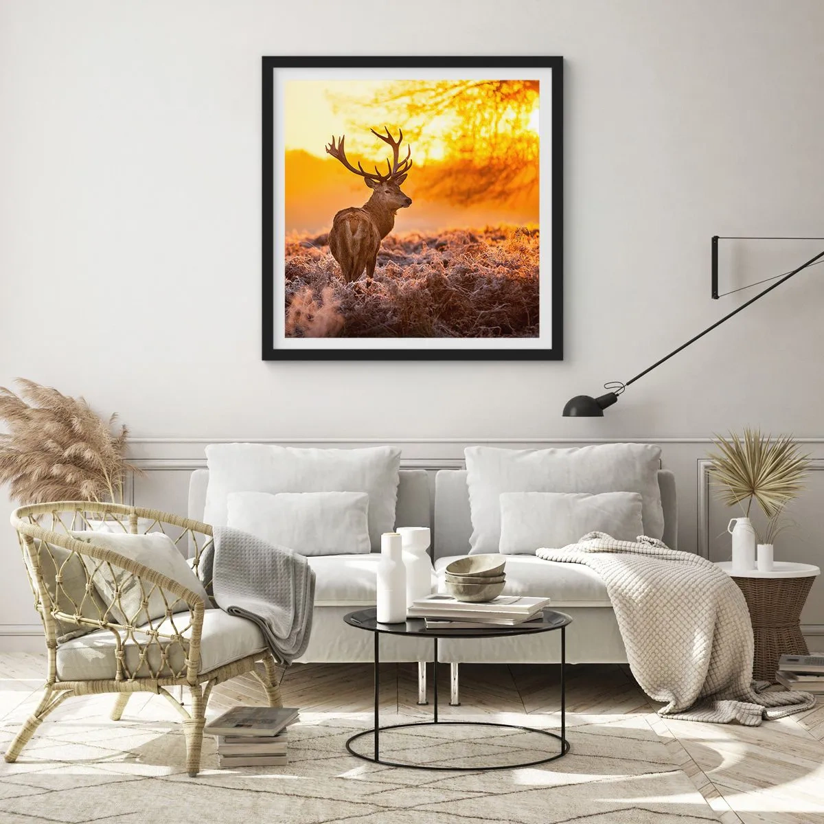 Poster în ramă neagră - Regele pădurii de toamnă - 30x30 cm