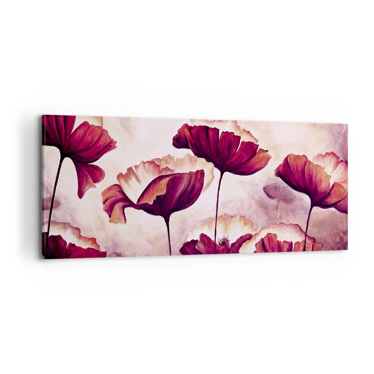 Tablou pe pânză - Fulgi roșii și albi - 100x40 cm