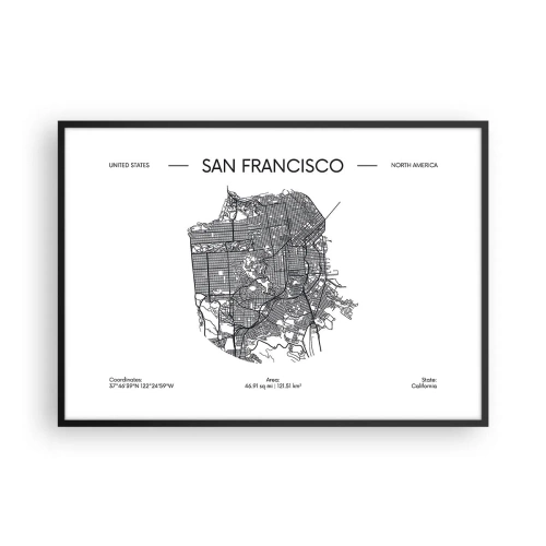 Poster în ramă neagră - Anatomia San Francisco - 100x70 cm