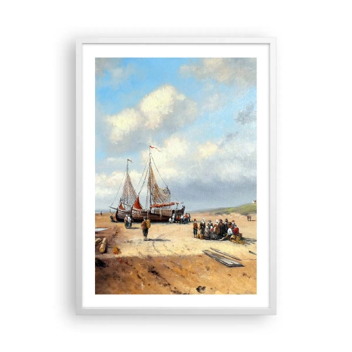 Poster în ramă albă - Pescuit de succes - 50x70 cm