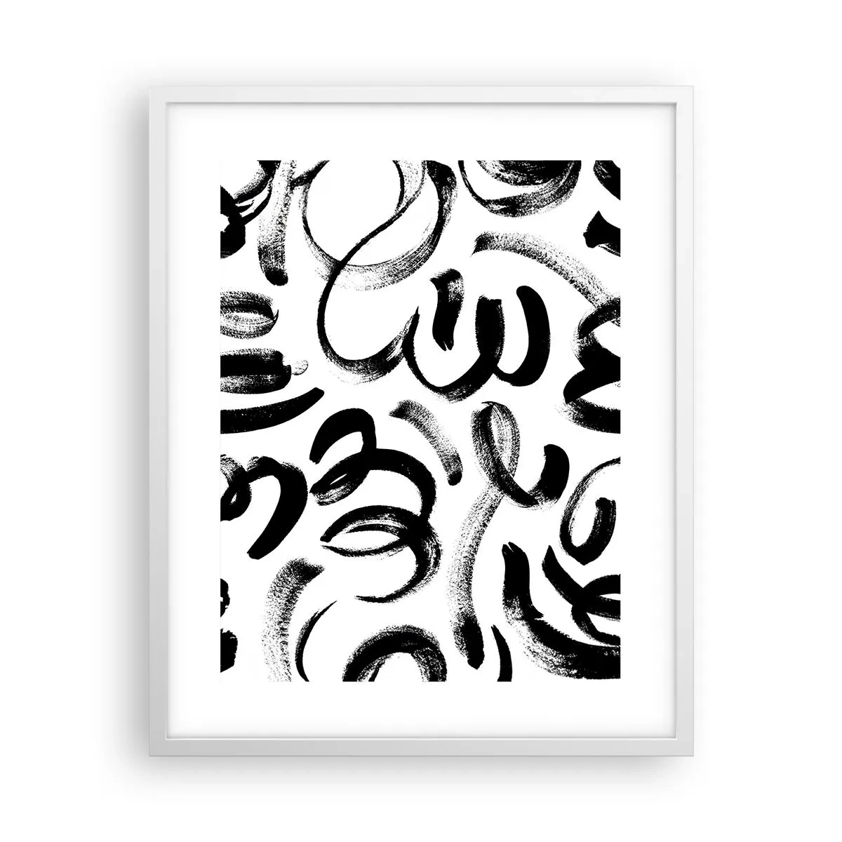 Poster în ramă albă - Negru pe alb - 40x50 cm