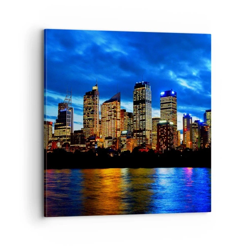 Tablou pe pânză - O noapte de lumini și culori - 70x70 cm