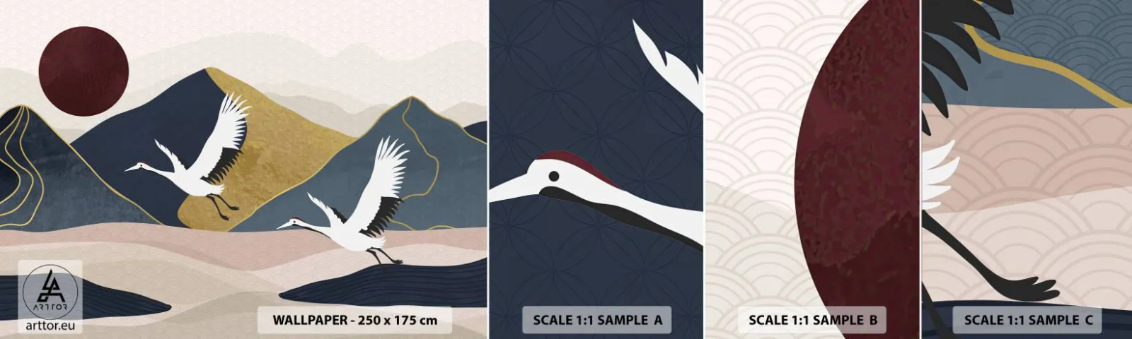 Mostră tapet autocolant Deluxe Sticker - Și ziua a zburat din nou - Abstracția, Macarale, Munţi - 100x30 cm