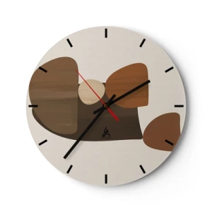Ceas de perete - Ceas pe sticlă - Compoziție în bronz - 40x40 cm
