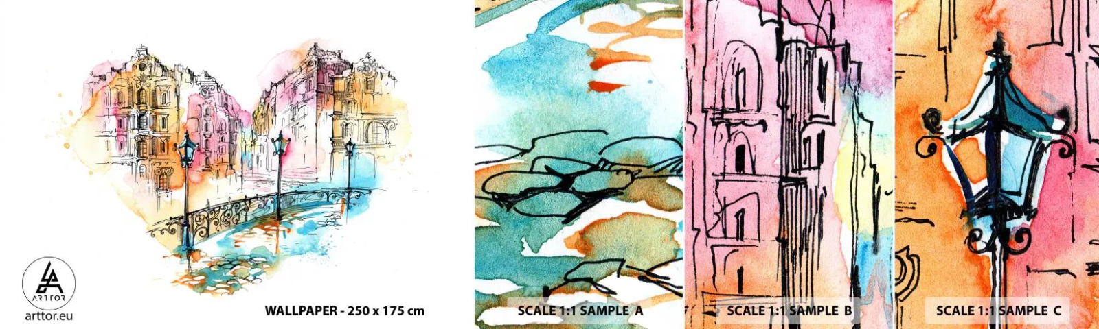 Mostră tapet autocolant Deluxe Sticker - Inima orașului - Oraș, Arhitectură, Pod - 100x30 cm