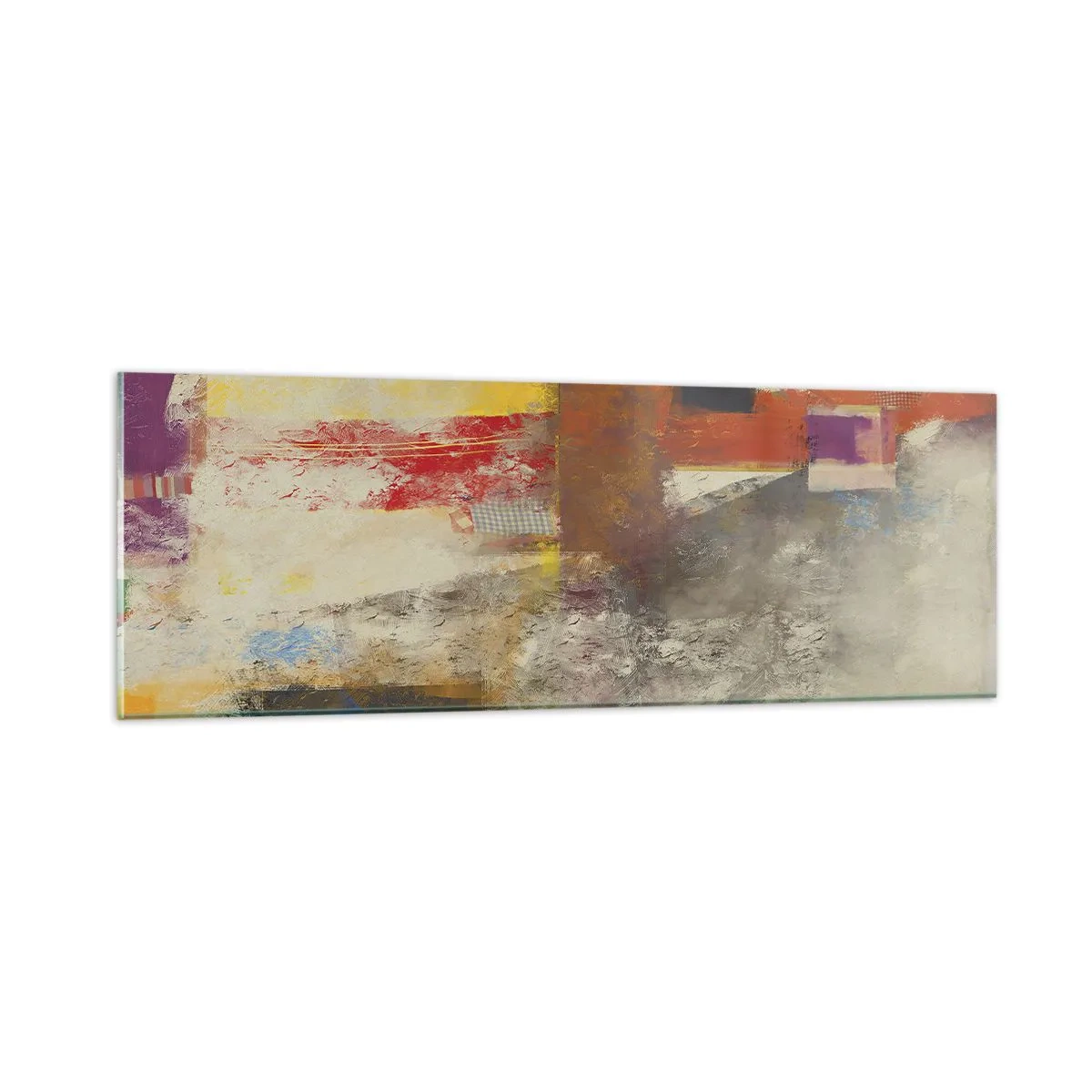 Tablou pe sticlă - Geometria culorilor - 90x30 cm