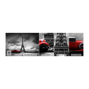 Mostră de Tapet Standard Eco - Nu cu mult timp în urmă, la Paris - Automobile, turnul Eiffel, Paris - 100x30 cm