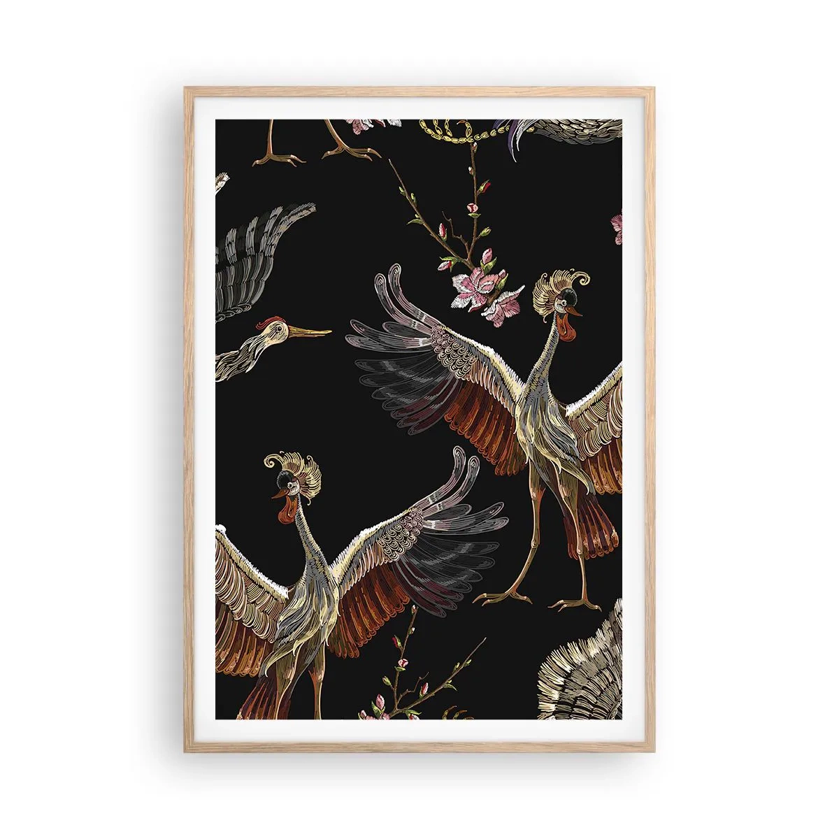 Poster în ramă de stejar deschis - Pasăre de basm - 70x100 cm