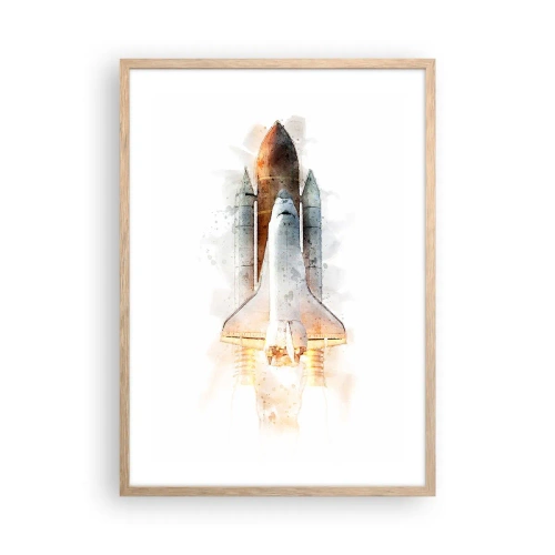 Poster în ramă de stejar deschis - Exploratorii la start - 50x70 cm