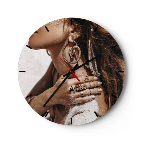 Ceas de perete - Ceas pe sticlă - Regina plajei sălbatice - 40x40 cm