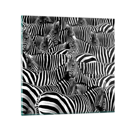 Tablou pe sticlă - Portret de grup cu dungi - 50x50 cm