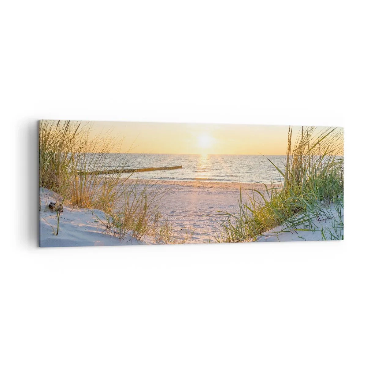 Tablou pe pânză - Zumzet de mare, o plajă sălbatică printre ierburi... - 140x50 cm