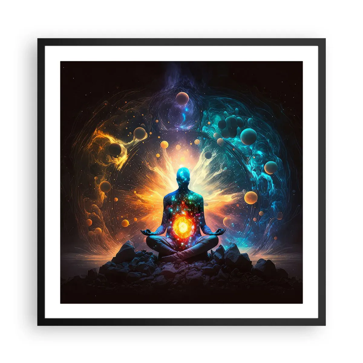 Poster în ramă neagră - Liniște cosmică - 60x60 cm