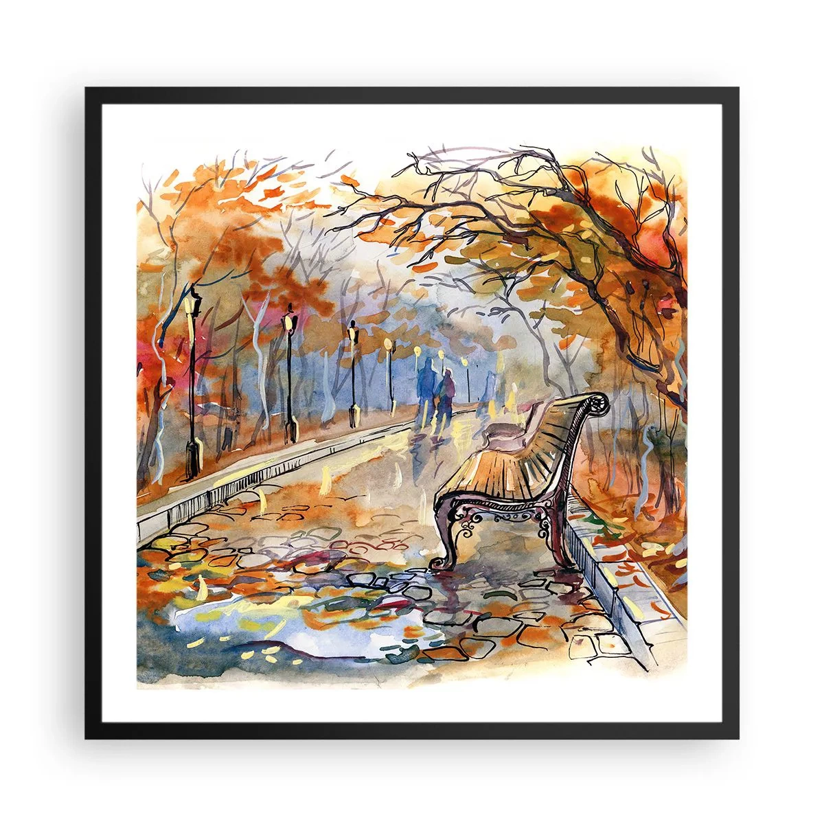 Poster în ramă neagră - Pășim împreună în toamnă - 60x60 cm