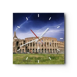 Ceas de perete - Ceas pe sticlă - Arena de luptă - 40x40 cm