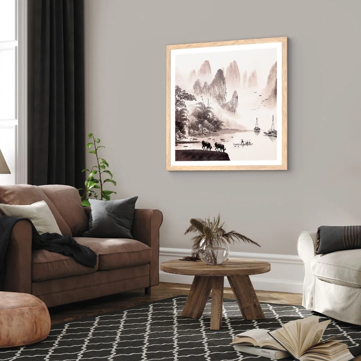 Poster în ramă de stejar deschis - Viața exotică de zi cu zi a Estului - 60x60 cm