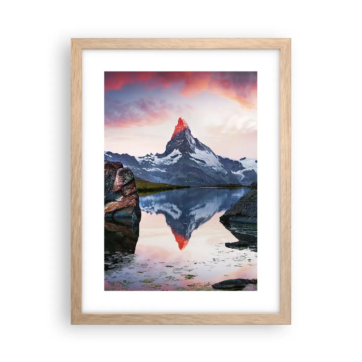 Poster în ramă de stejar deschis - Inima munților este fierbinte - 30x40 cm