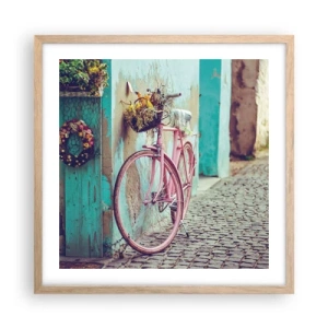 Poster în ramă de stejar deschis - Mă întorc imediat - 50x50 cm