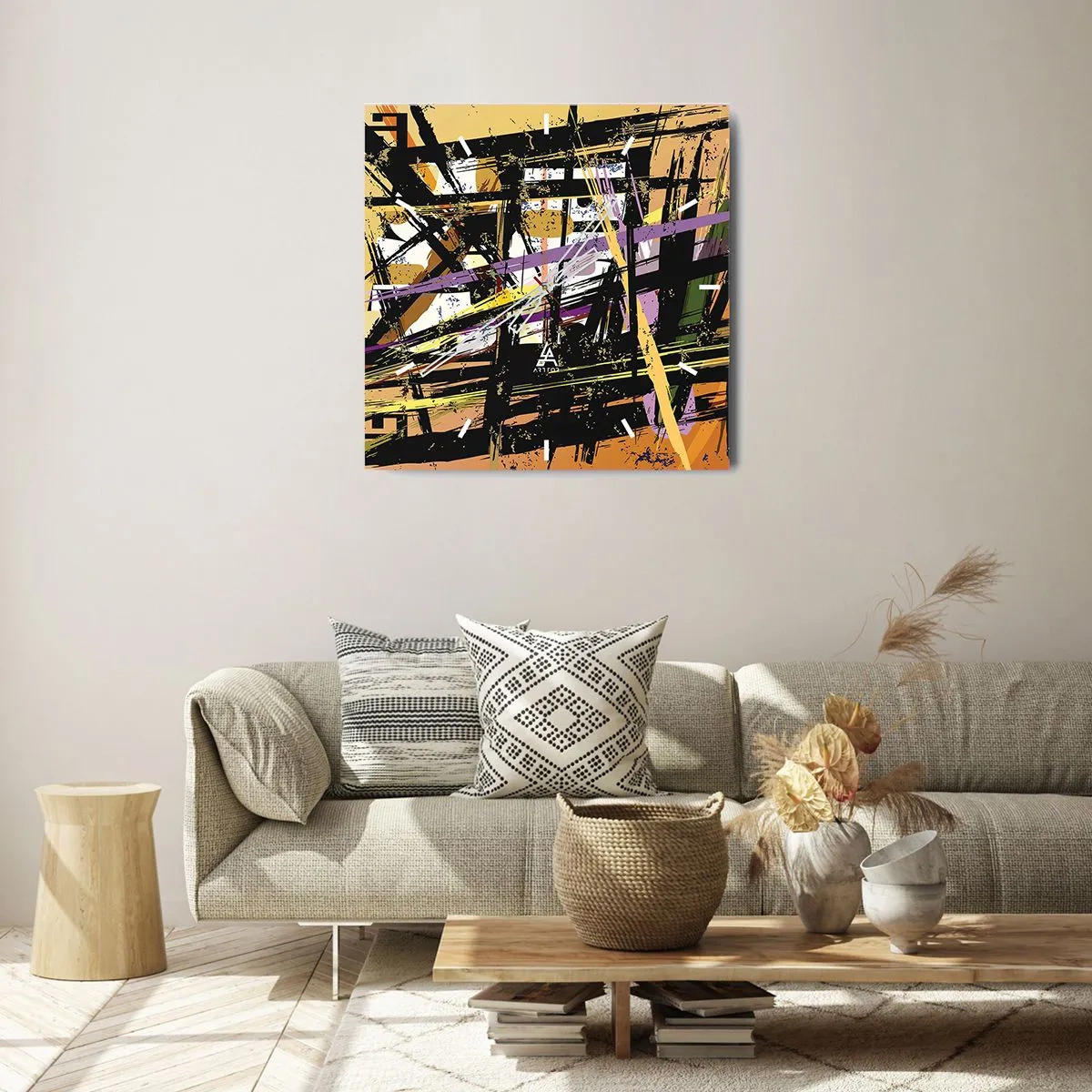 Ceas de perete - Ceas pe sticlă - Tăietură ascuțită - 30x30 cm