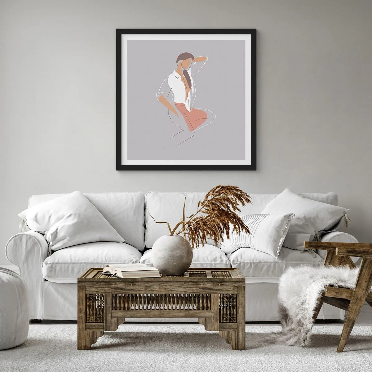 Poster în ramă neagră - Schiță de farmec - 30x30 cm