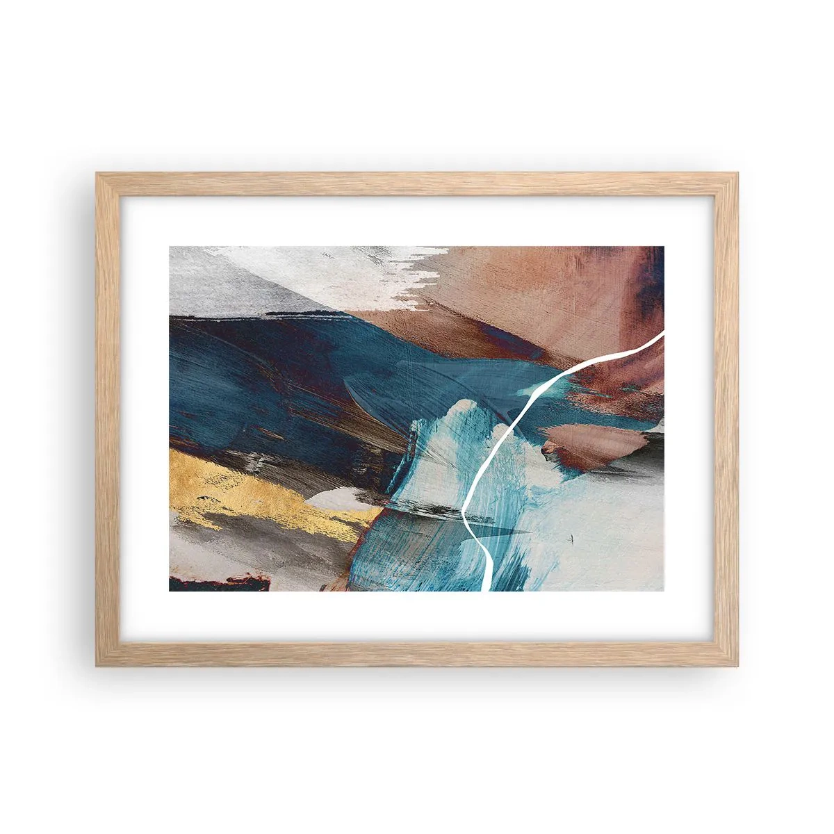 Poster în ramă de stejar deschis - Cu fler și energie - 40x30 cm