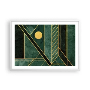 Poster în ramă albă - Dinamica aurului și a azurului - 70x50 cm