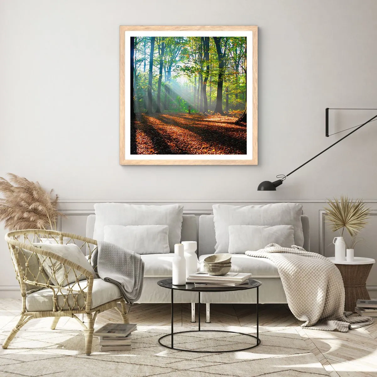 Poster în ramă de stejar deschis - Străluciri și umbre - 30x30 cm