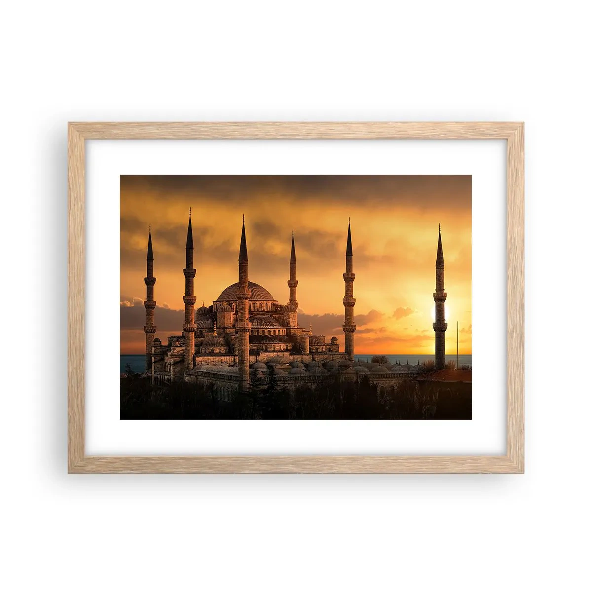 Poster în ramă de stejar deschis - Dumnezeu este mare - 40x30 cm