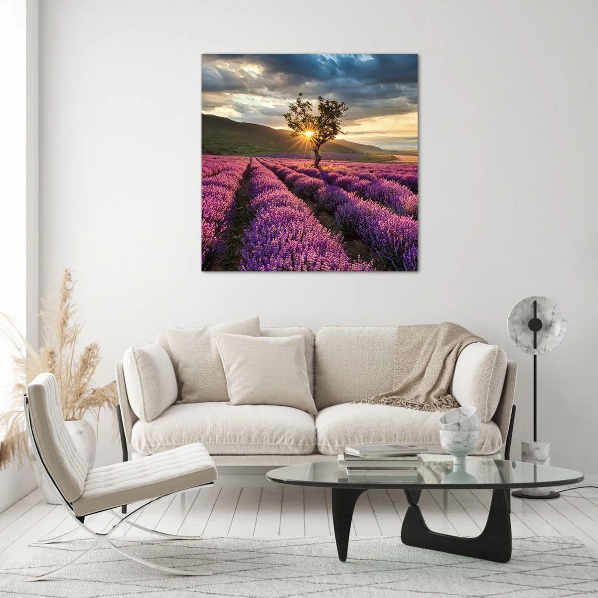 Tablou pe sticlă - Aroma în liliac - 40x40 cm