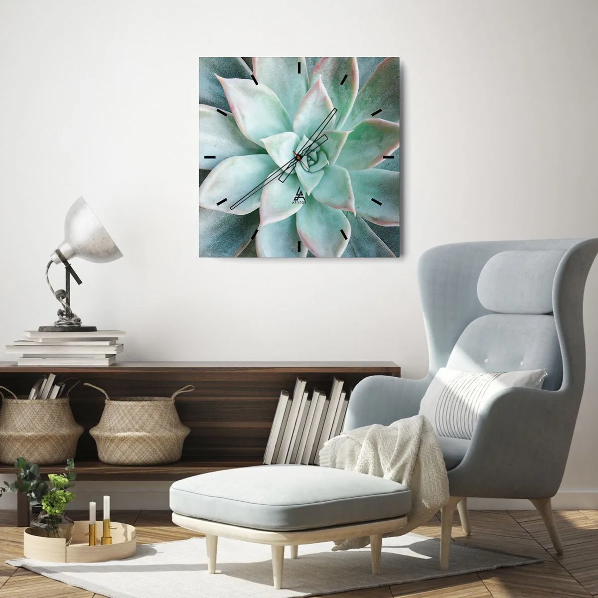 Ceas de perete - Ceas pe sticlă - Inima deșertului - 30x30 cm