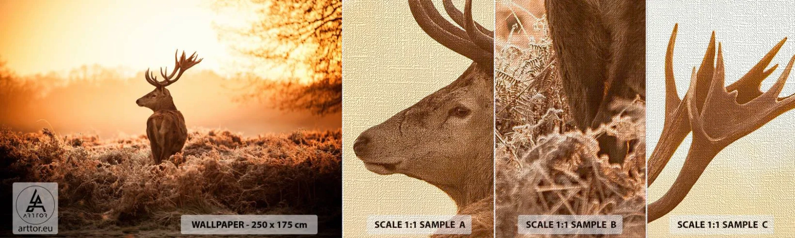 Mostră tapet Premium Canvas - Stăpânul conacului - Peisaj, Cerb, Animale - 100x30 cm