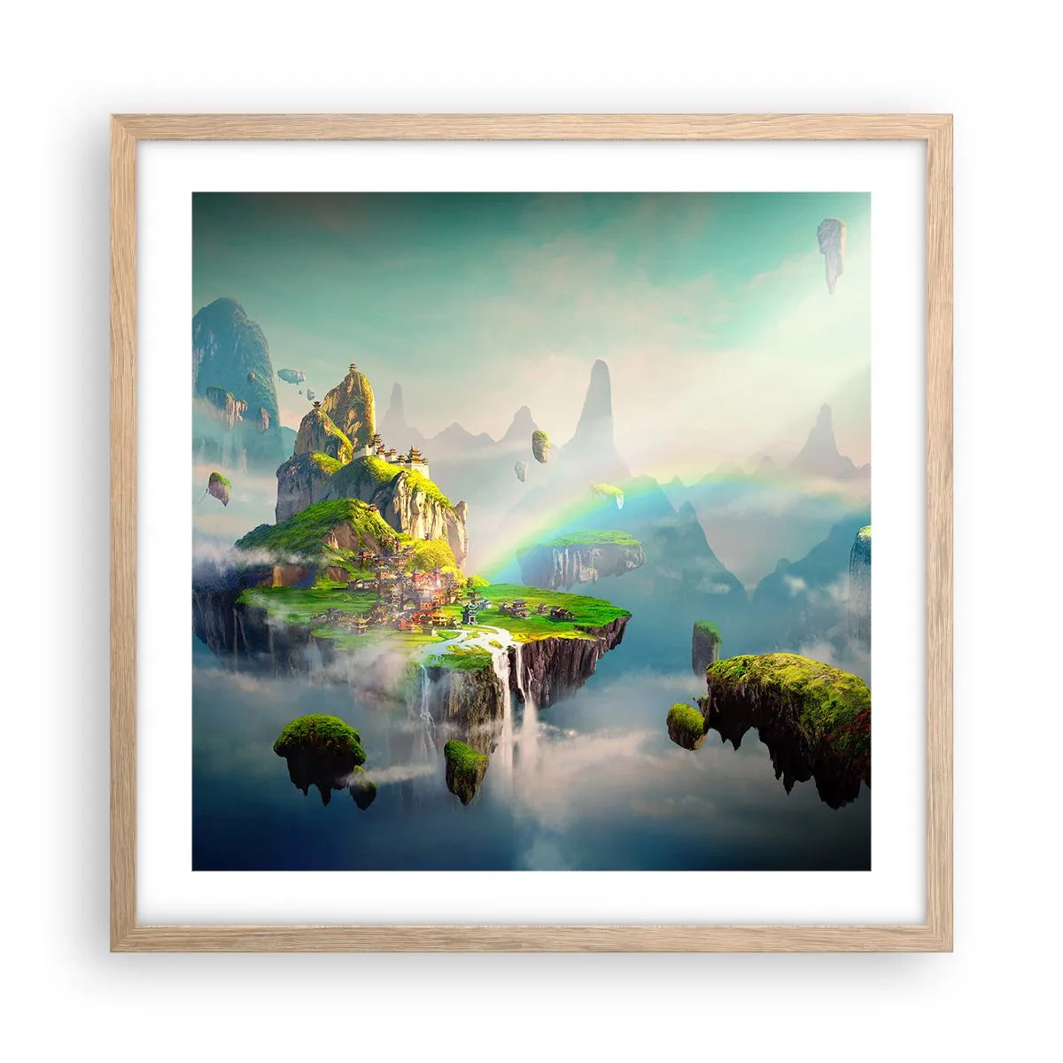 Poster în ramă de stejar deschis - Insule fericite - 50x50 cm