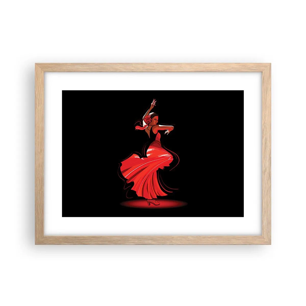Poster în ramă de stejar deschis - Spiritul înflăcărat al flamenco-ului - 40x30 cm