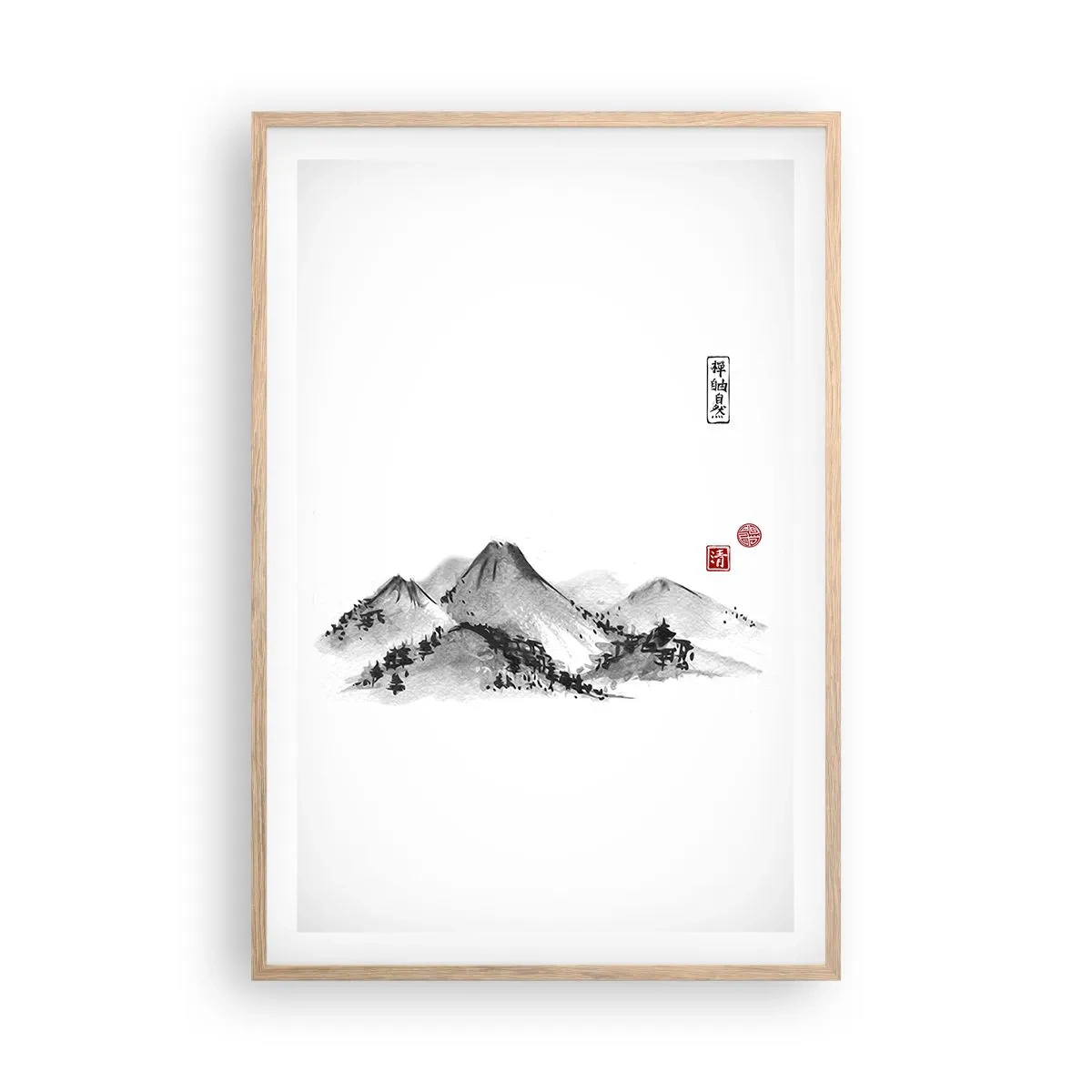 Poster în ramă de stejar deschis - Dincolo de dealuri - 61x91 cm