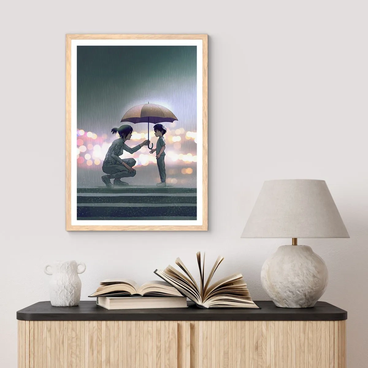 Poster în ramă de stejar deschis - Și totul este bine acum - 70x100 cm