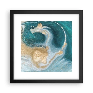Poster în ramă neagră - Vârtej de aur și turcoaz - 30x30 cm