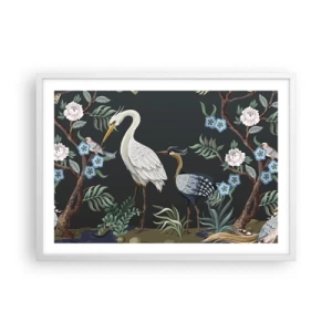 Poster în ramă albă - Parada păsărilor - 70x50 cm