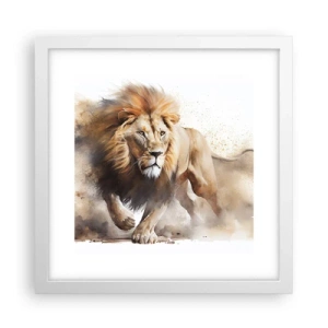 Poster în ramă albă - Regele se mișcă  - 30x30 cm