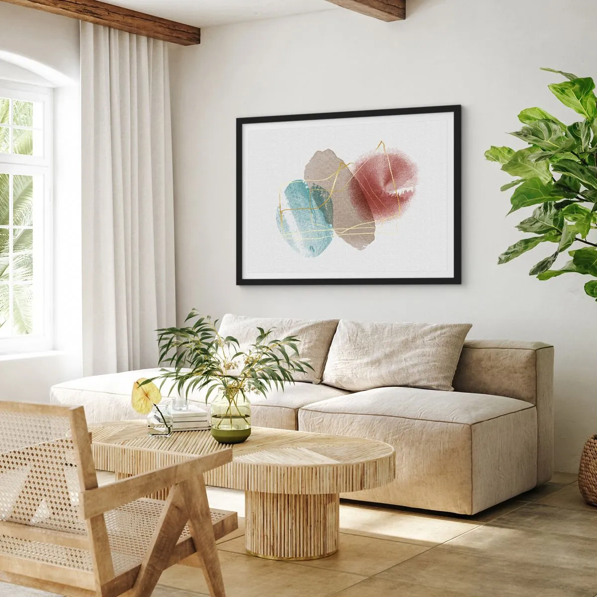 Poster în ramă neagră - Mărgele de spațiu - 70x50 cm