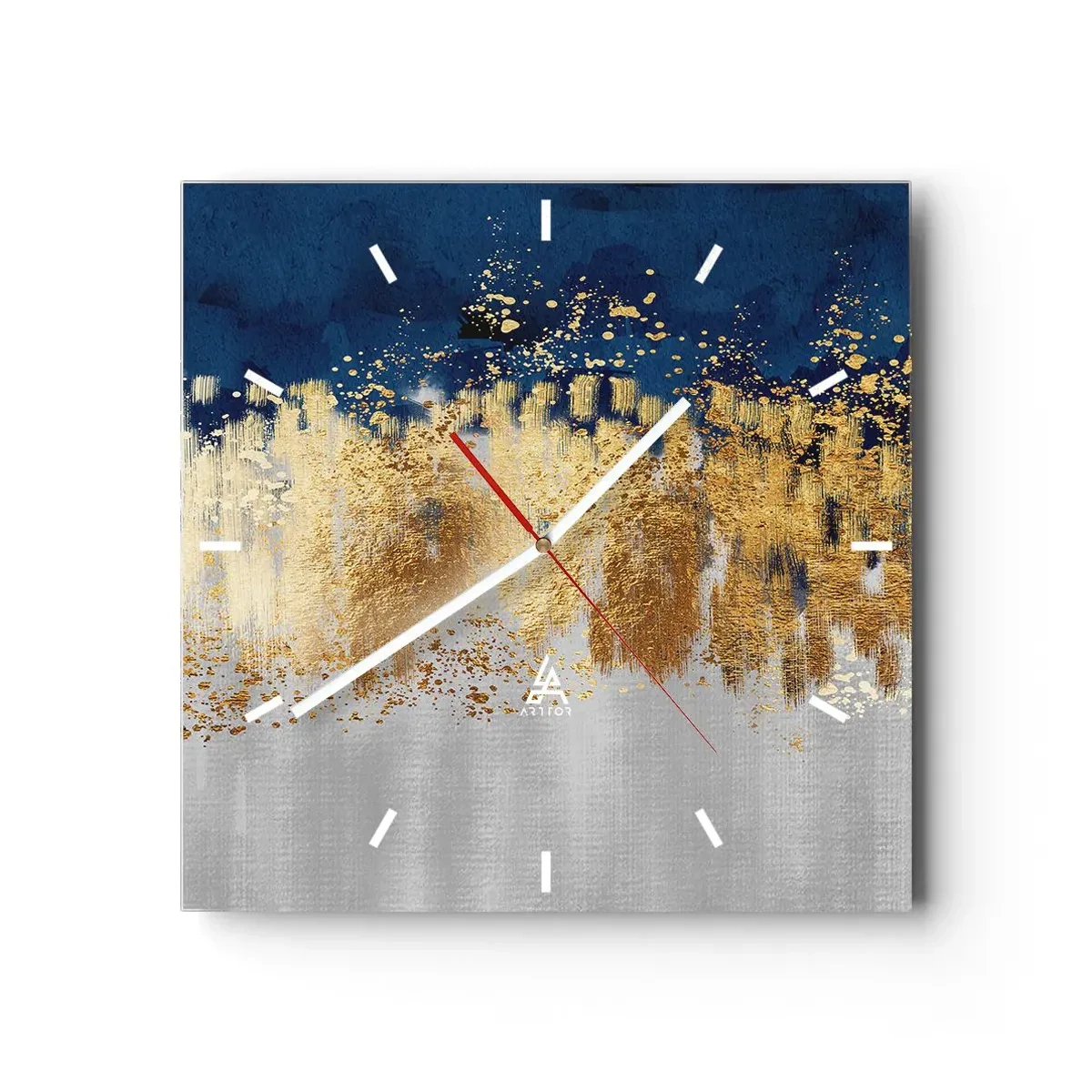 Ceas de perete - Ceas pe sticlă - Compoziție modernă cu bliț - 30x30 cm