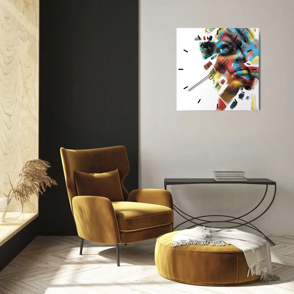 Ceas de perete - Ceas pe sticlă - Personalitate colorată - 40x40 cm