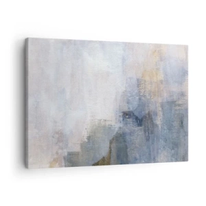 Tablou pe pânză Canvas - Pete abstracte subtile în nuanțe de albastru și bej - 70x50cm - Tonuri  și acorduri de culoare - Decorațiune modernă pentru perete pentru living și dormitor ARTTOR