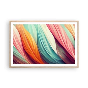 Poster în ramă de stejar deschis - Țesătură de curcubeu - 91x61 cm