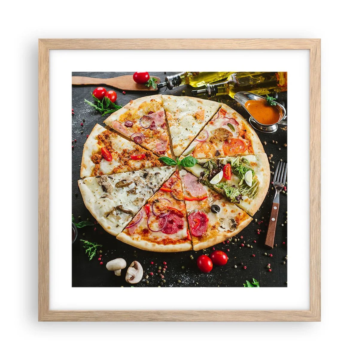 Poster în ramă de stejar deschis - Un evantai de arome - 40x40 cm