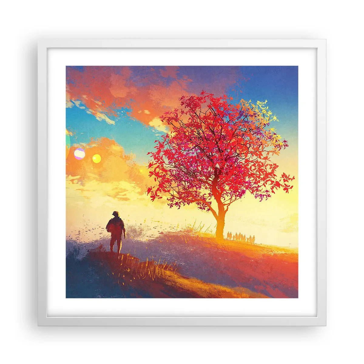 Poster în ramă albă - Pelerin la destinație - 50x50 cm