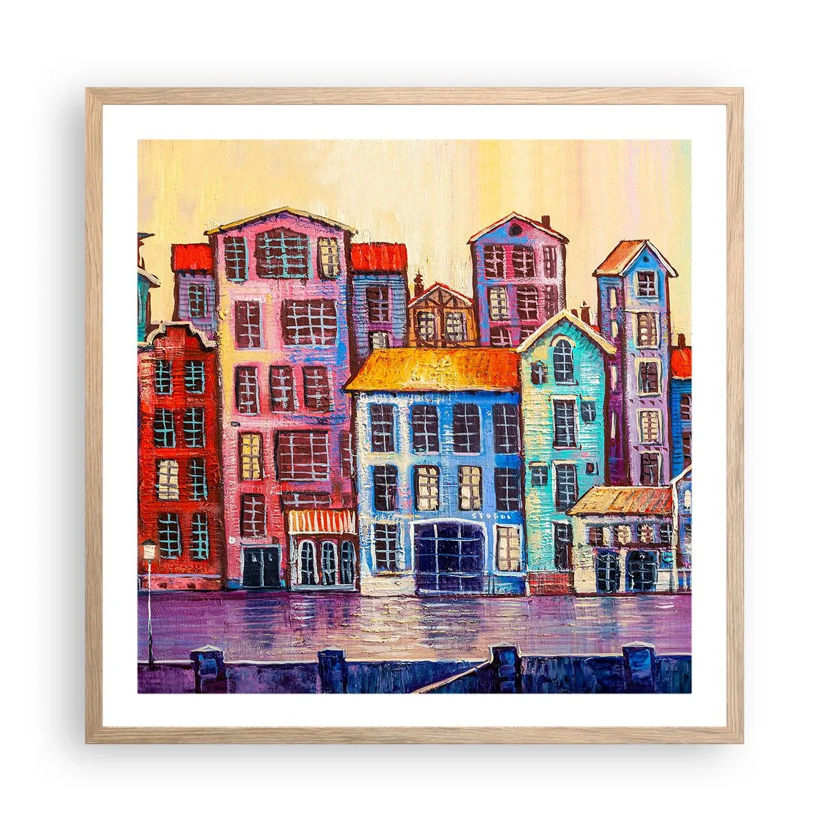Poster în ramă de stejar deschis - Un oraș ca în basm - 60x60 cm
