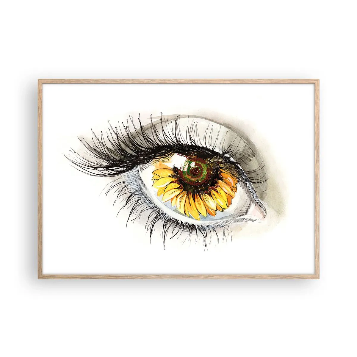 Poster în ramă de stejar deschis - O privire la fel de fierbinte ca vara - 100x70 cm