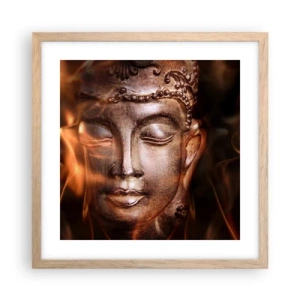 Poster în ramă de stejar deschis - Există doar aici și acum - 40x40 cm