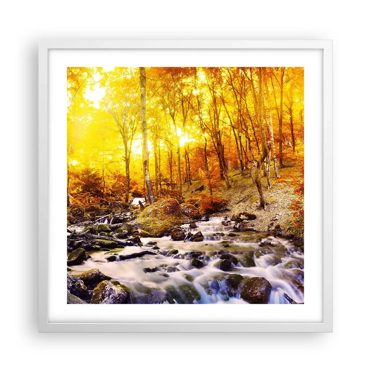 Poster în ramă albă - Pietre montate în aur și platină - 50x50 cm