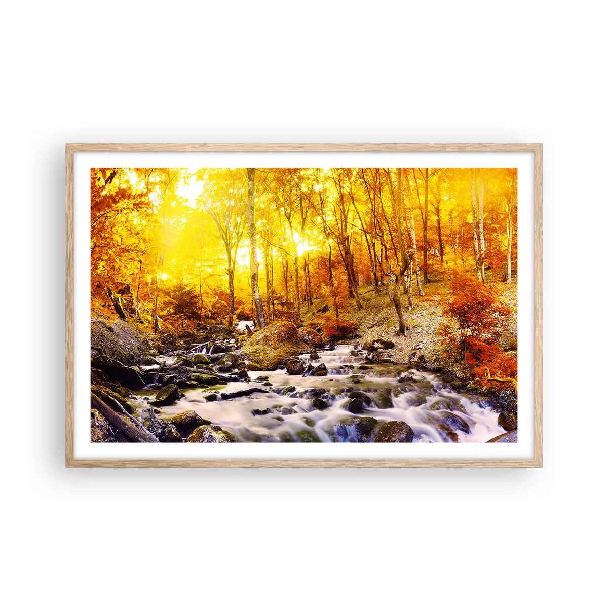 Poster în ramă de stejar deschis - Pietre montate în aur și platină - 91x61 cm